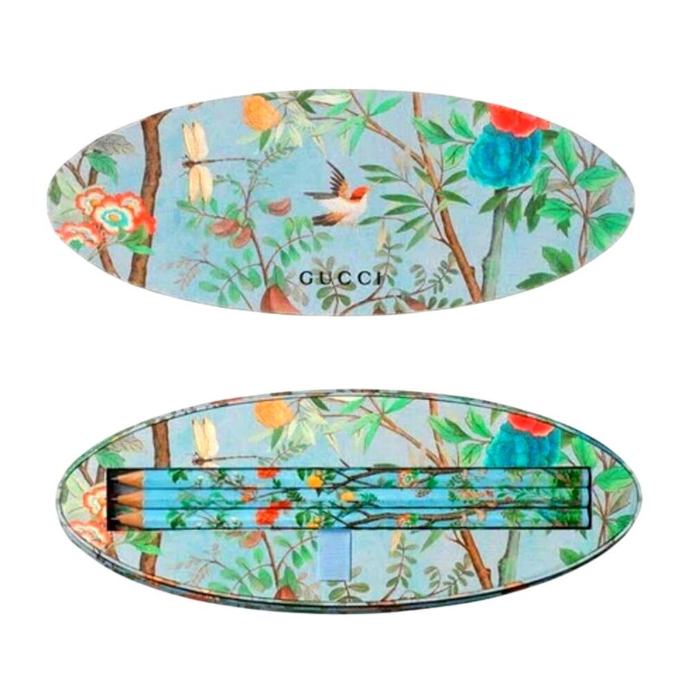 Gucci Pencil Set Garden Botanicals Birds Nature 6 Pencils in Gift Box NEW Italy